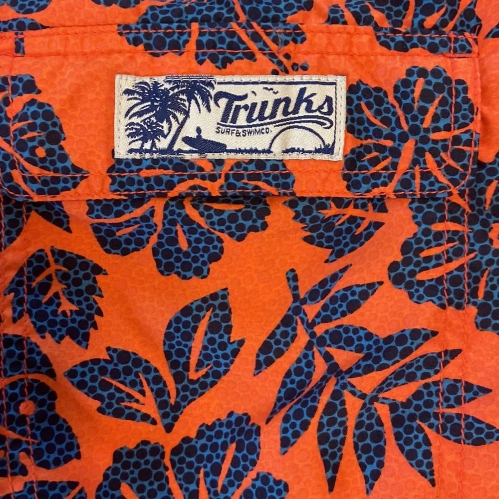Men's Floral Swim Board Shorts - Orange and Blue